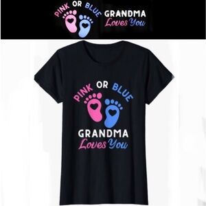 GENDER REVEAL PINK/BLUE GRANDMA LOVES YOU T-Shirt size L  NWOT